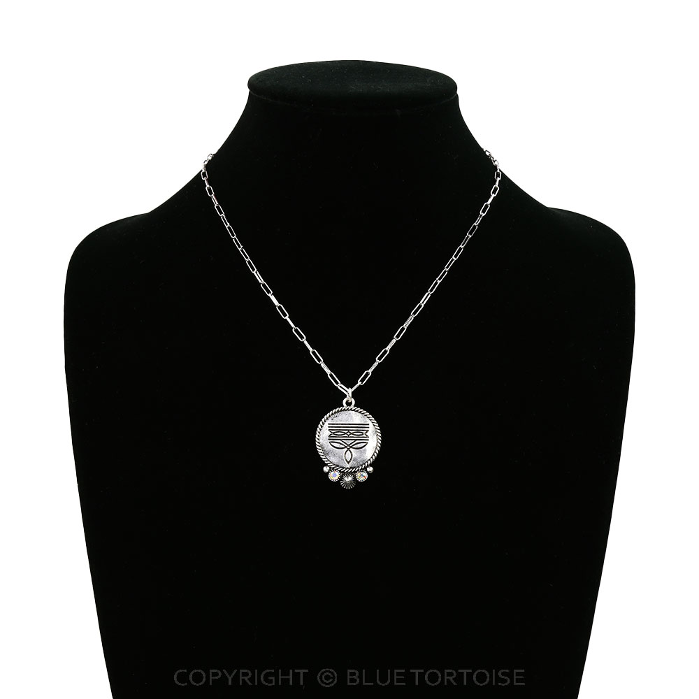 Western Boot Stitch Round Necklace - Image 2