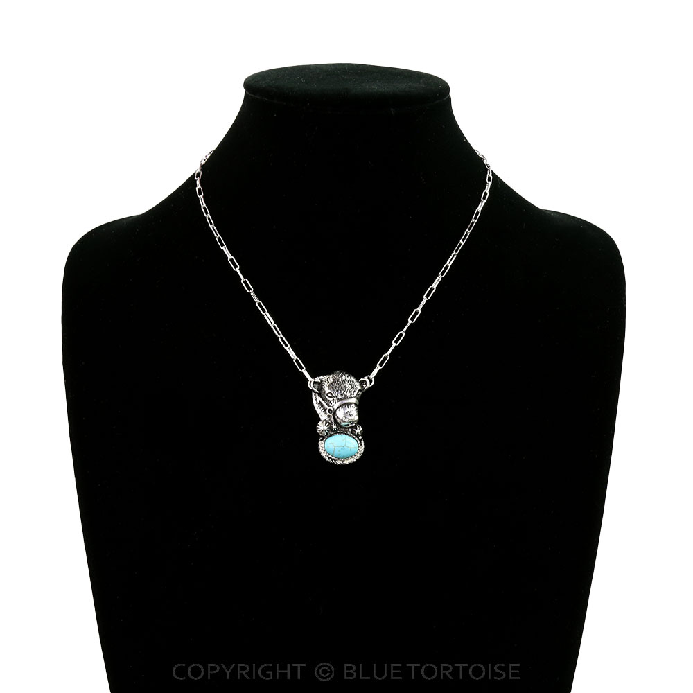 Western Cow Head Stone Necklace - Image 2