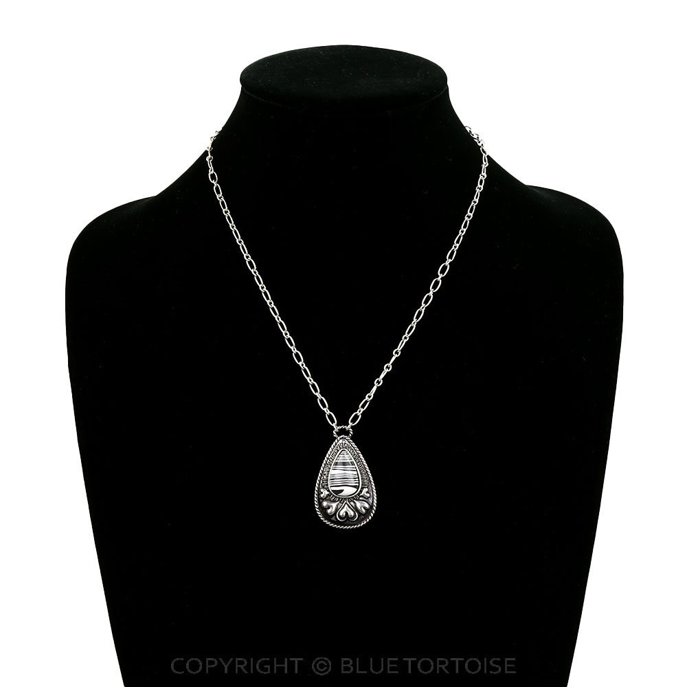 Western Hand Stone Heart Teardrop Necklace - Image 2