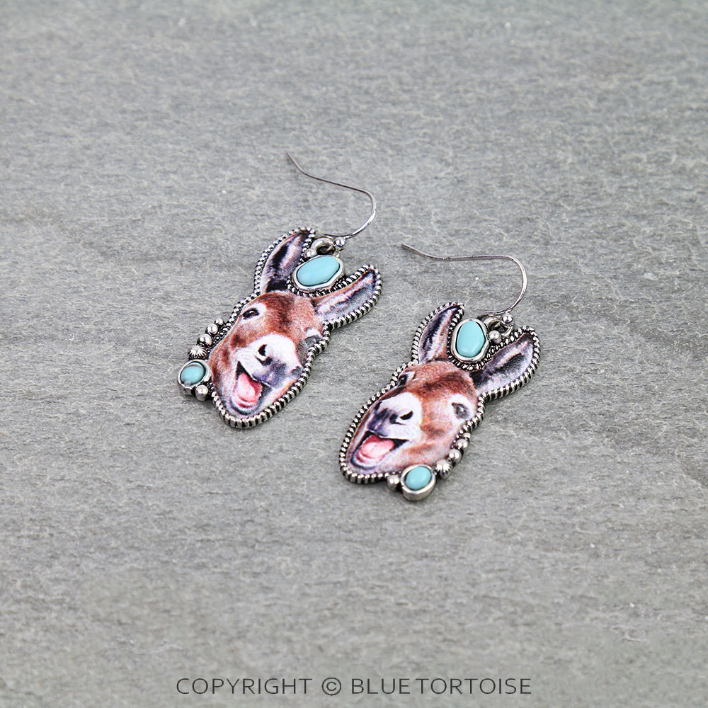 Western Donkey Print Dangle Earrings