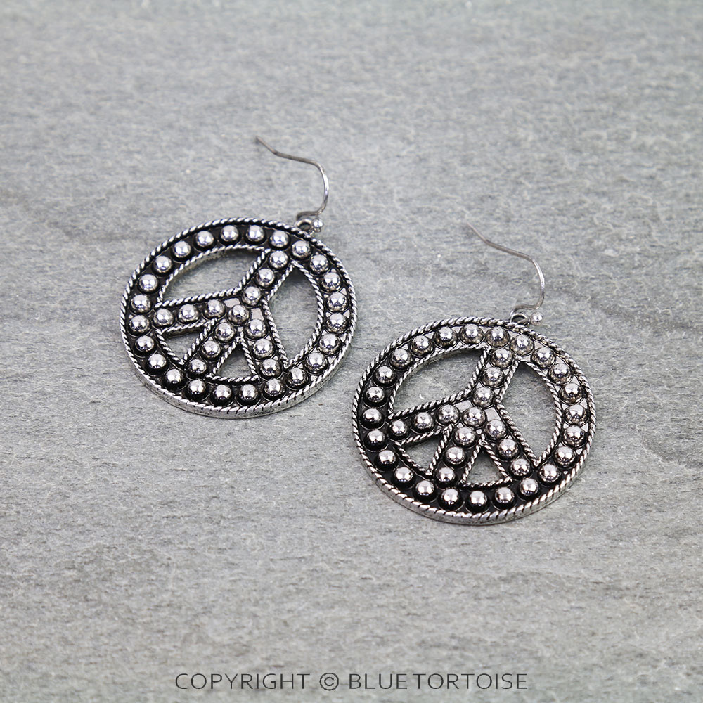 Western Ball TXR Peace Sign Dangle Earrings