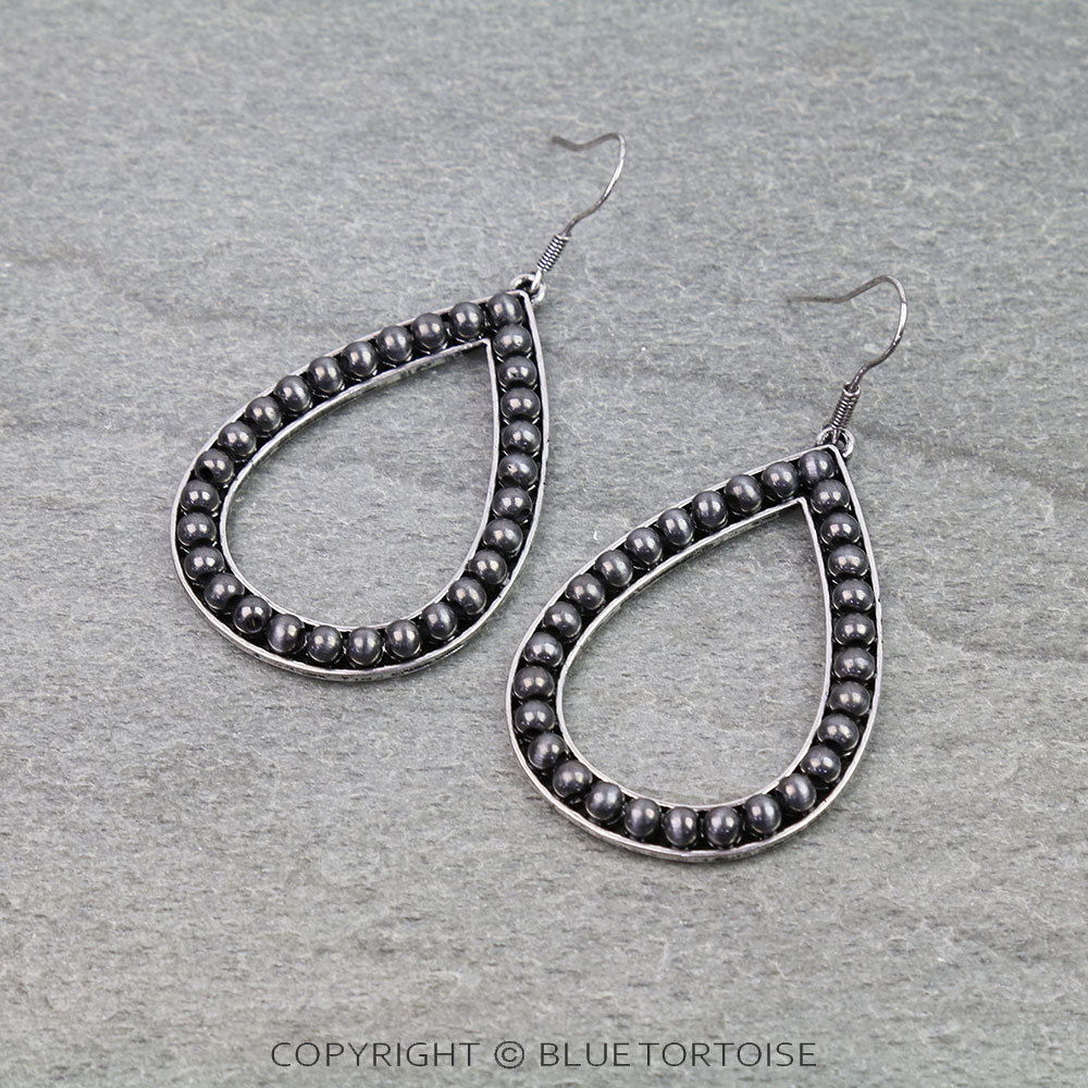 Navajo Style Pearl Teardrop Dangle Earrings