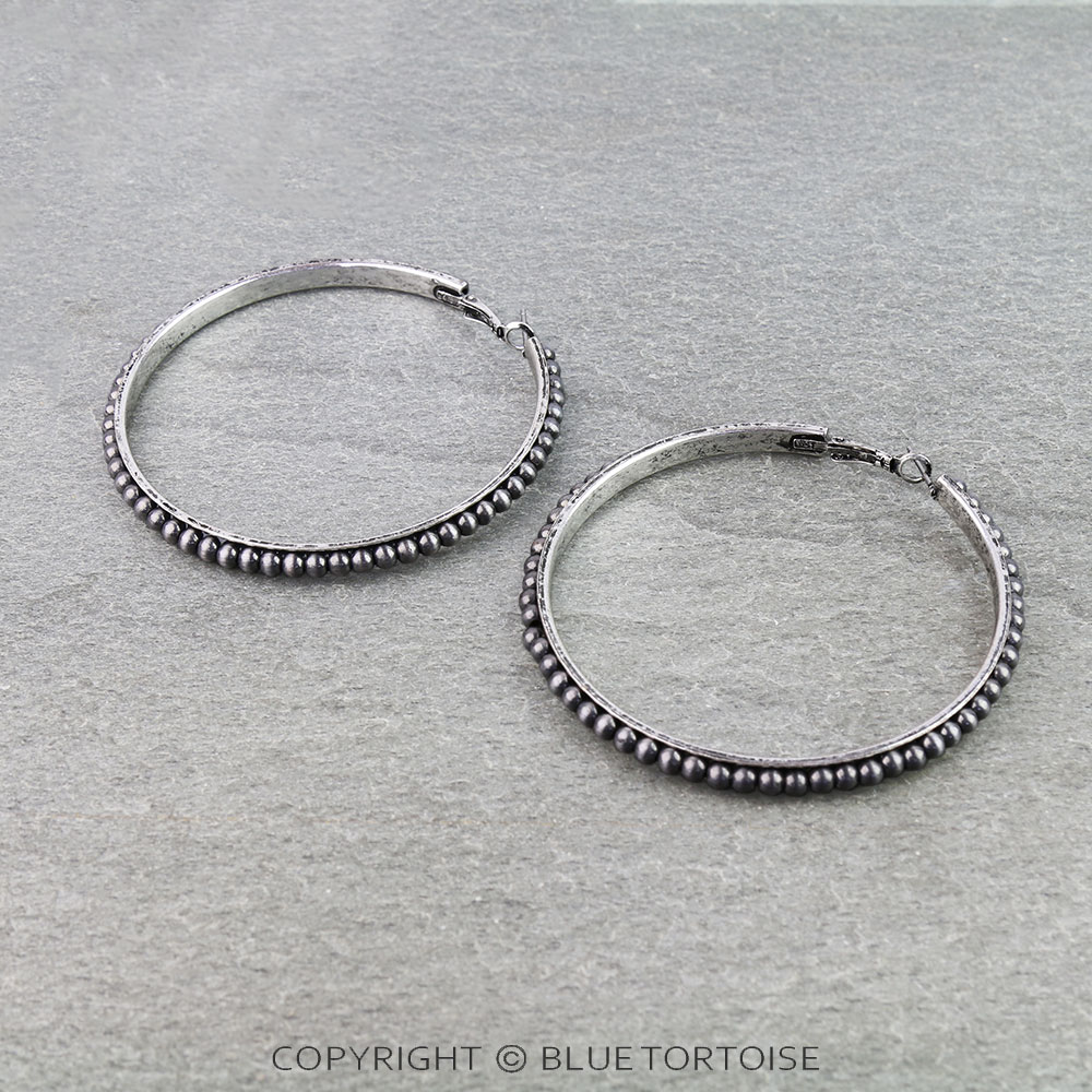 Navajo Style Pearl Hoop Earrings