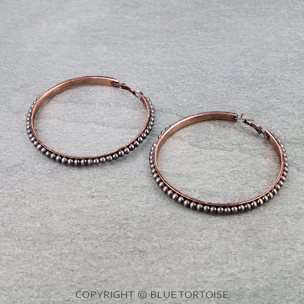 Navajo Style Pearl Hoop Earrings