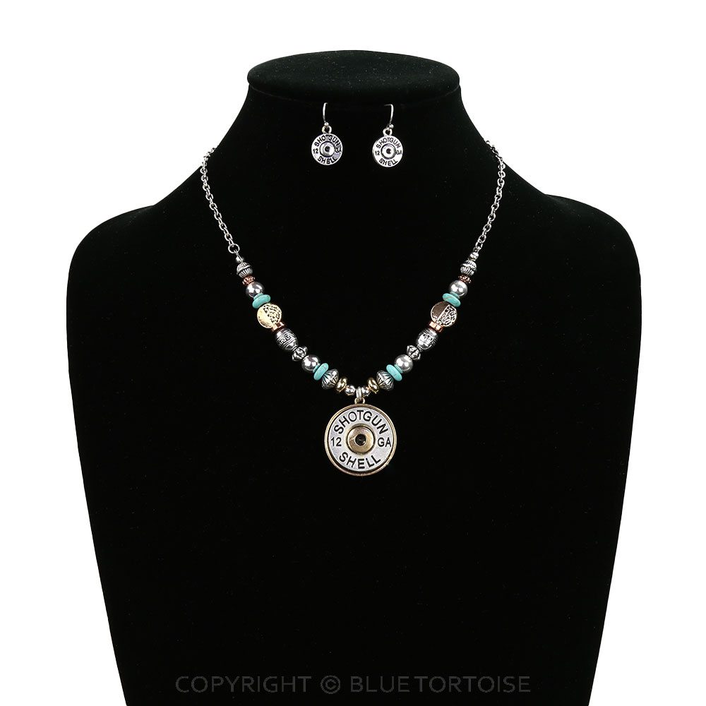 Western Shotgun Shell Pendant Necklace Set - Image 2