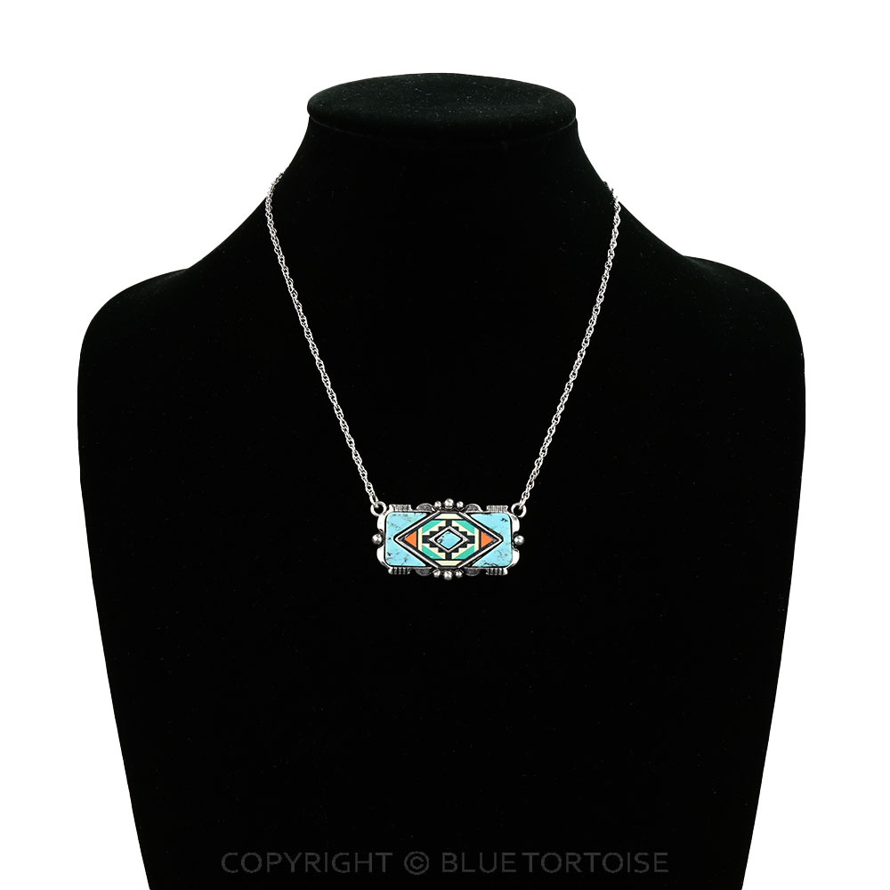 Western Aztec Print Bar Necklace - Image 2
