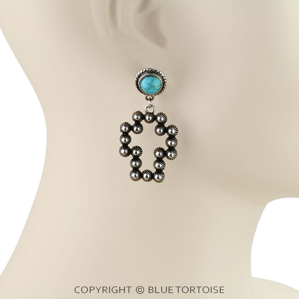 Western Cross Stone Stud Earrings - Image 2