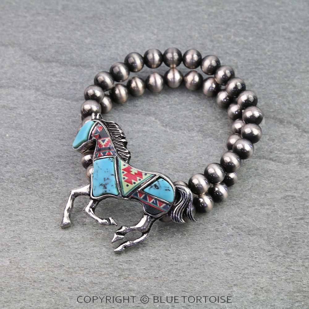 Western Aztec Print Horse Stretch Bracelet