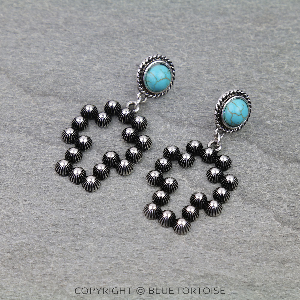 Western Cross Stone Stud Earrings