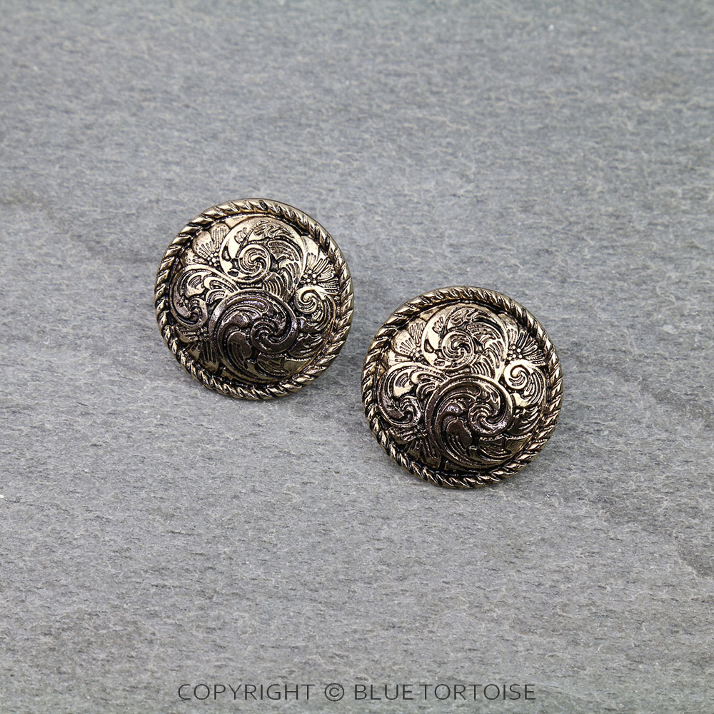 Western Rope TXR Filigree Round Stud Earrings