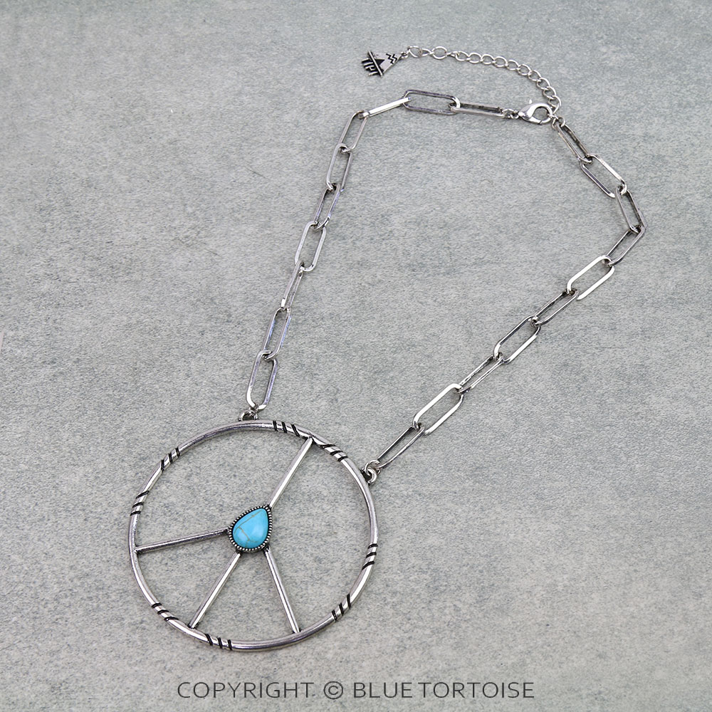 Western Large Peace Sign Necklace