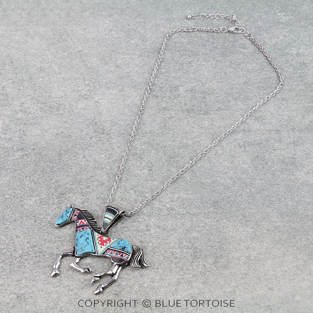 Western Aztec Print Horse Necklace