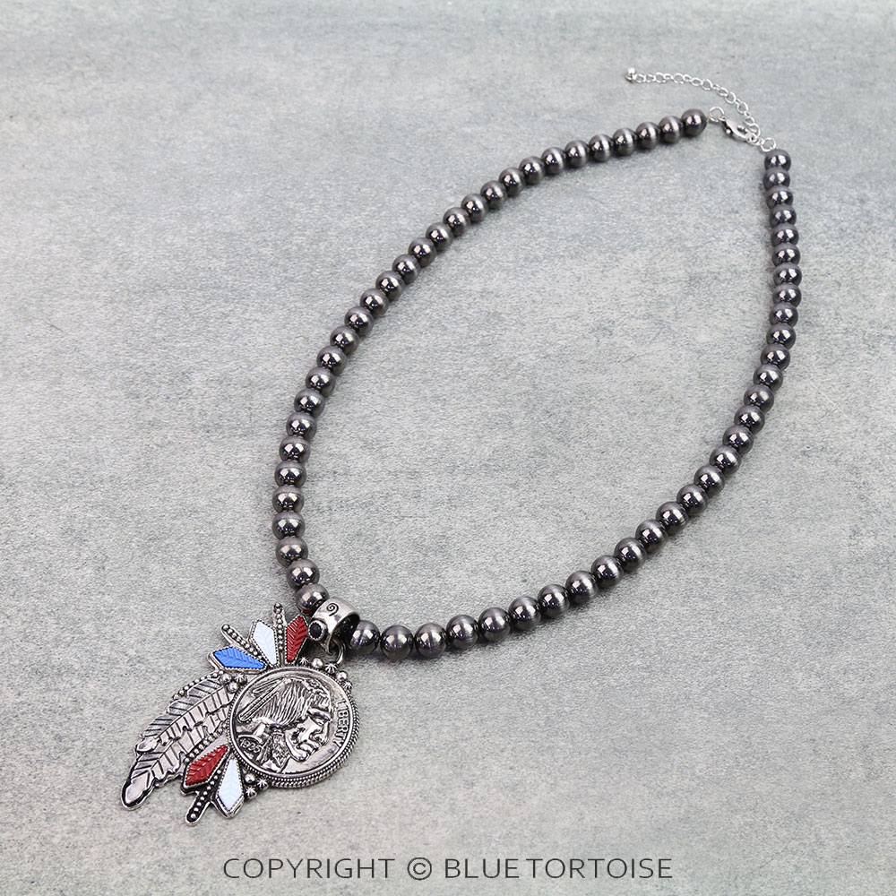 Western Indian Head Coin Pendant Necklace