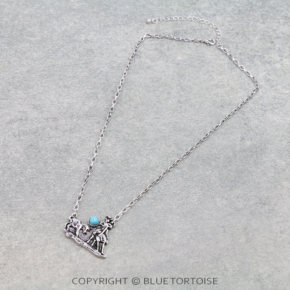 Western Cowboy and Cow Necklace