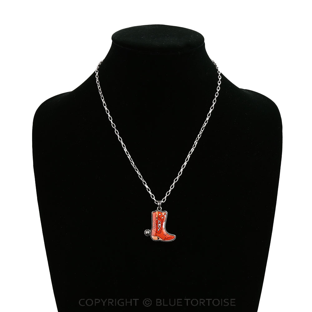 Western Cowboy Boot Print Necklace - Image 2