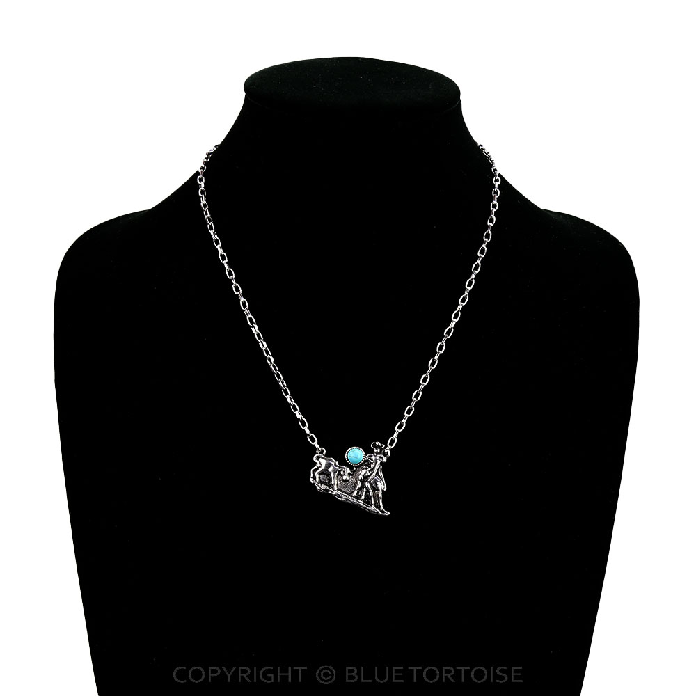 Western Cowboy and Cow Necklace - Image 2