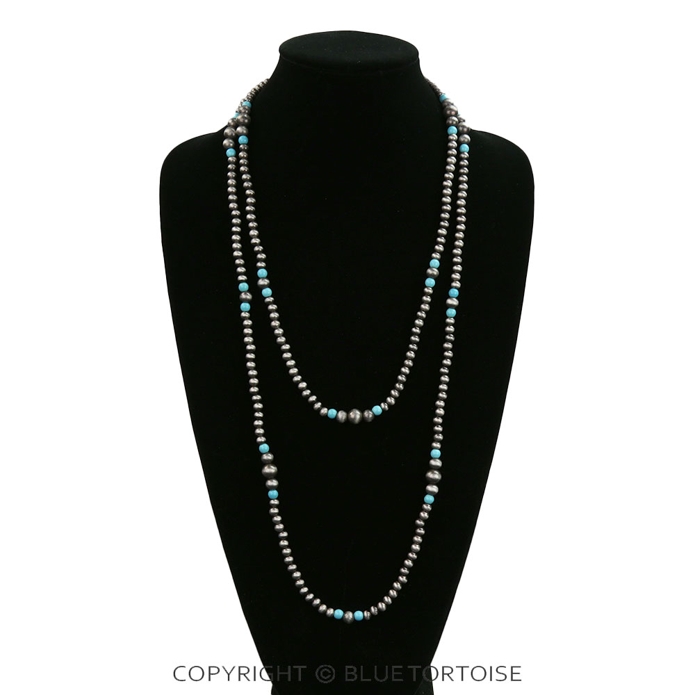 Navajo Style Pearl and Bead Necklace - Image 2