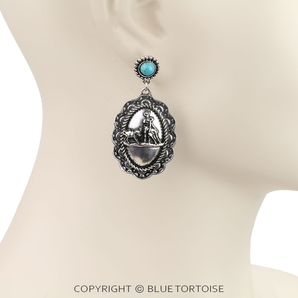 Western Cowboy and Cow Stud Earrings - Image 2