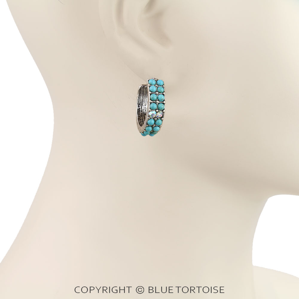 Western Stone Hoop Earrings - Image 2