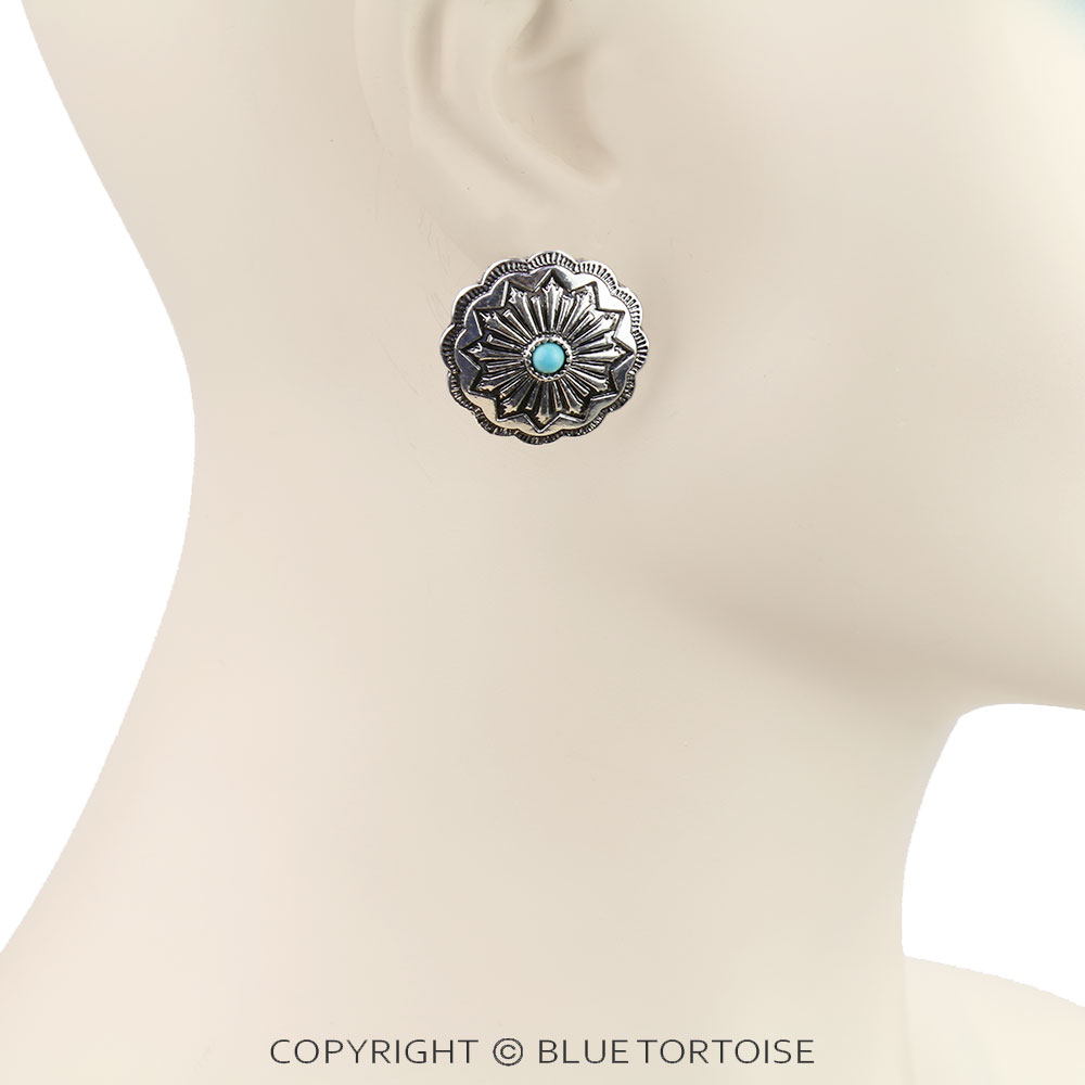 Western Concho Stud Earrings - Image 2