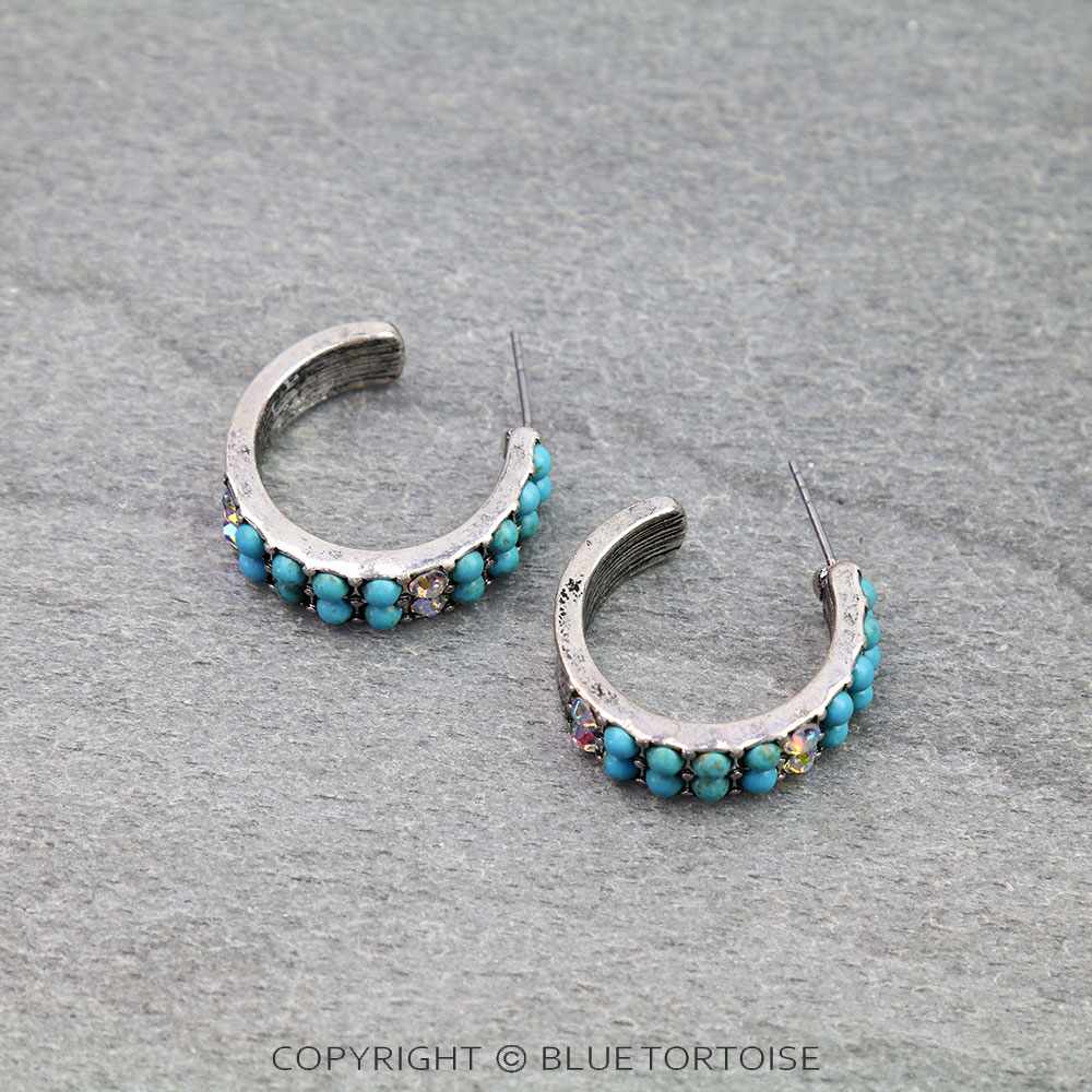 Western Stone Hoop Earrings