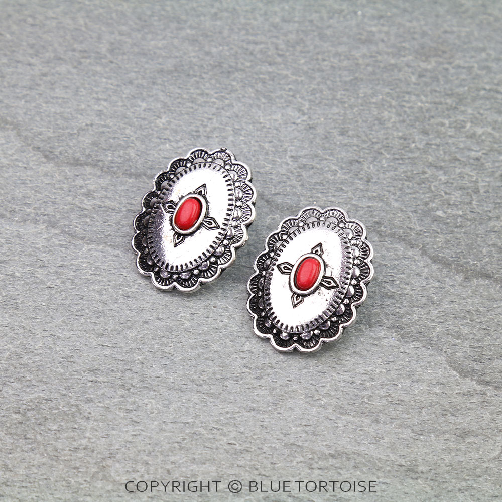 Western Concho Stud Earrings
