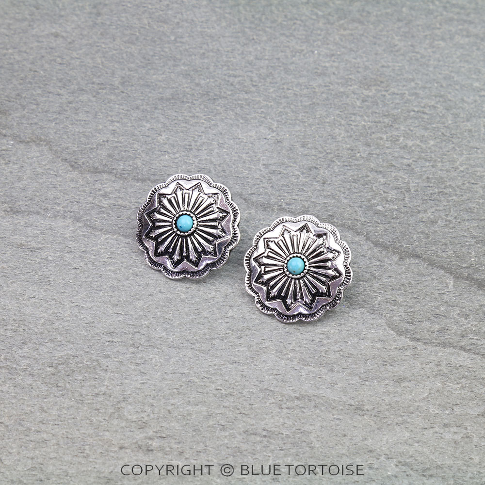 Western Concho Stud Earrings