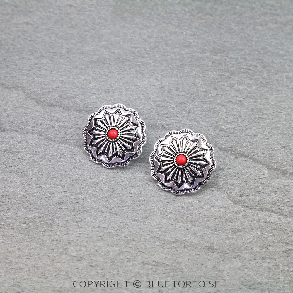 Western Concho Stud Earrings