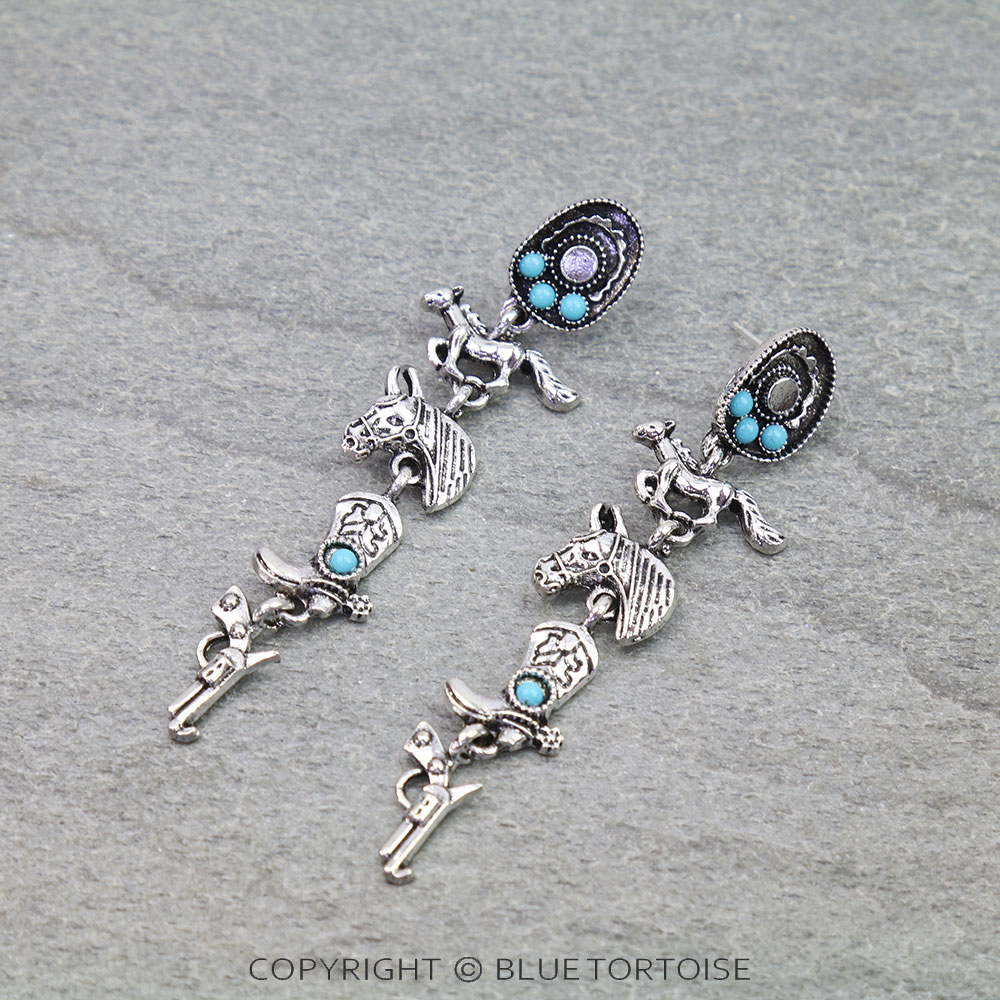 Western Theme Drop Stud Earrings
