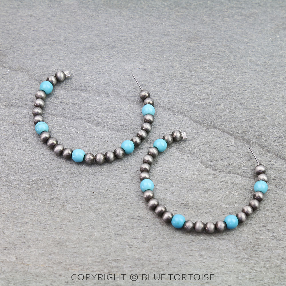 Navajo Style Pearl Hoop Earrings