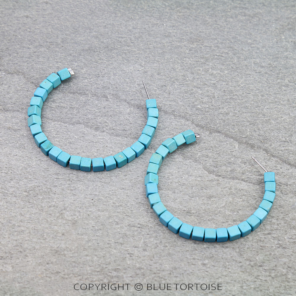 Square Stone Hoop Earrings
