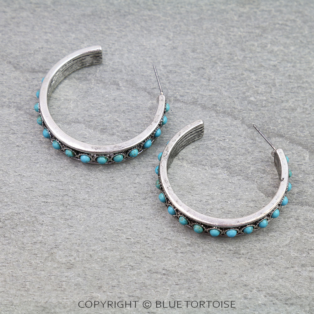 Western Stone Hoop Earrings