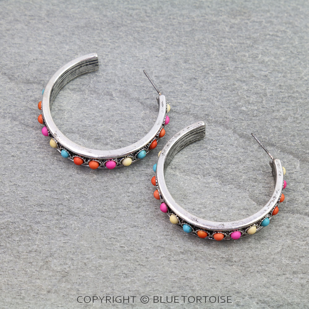 Western Stone Hoop Earrings