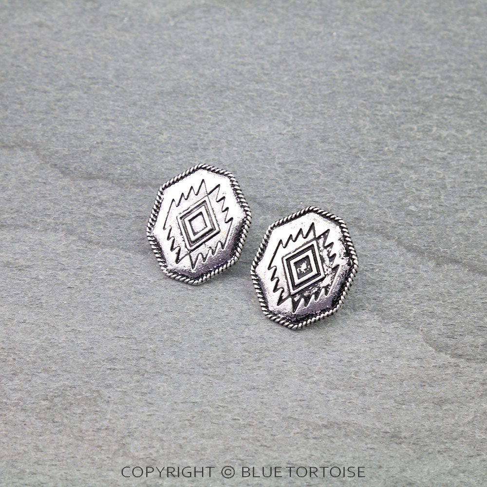 Western Aztec Engraving Stud Earrings