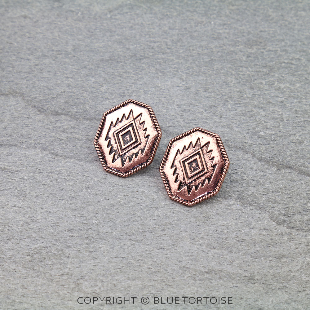 Western Aztec Engraving Stud Earrings
