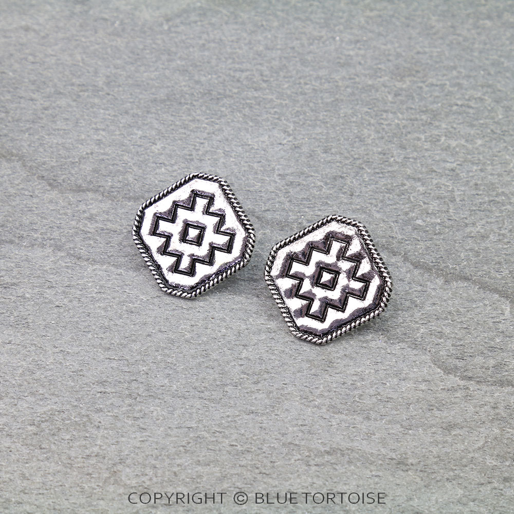 Western Aztec Engraving Stud Earrings