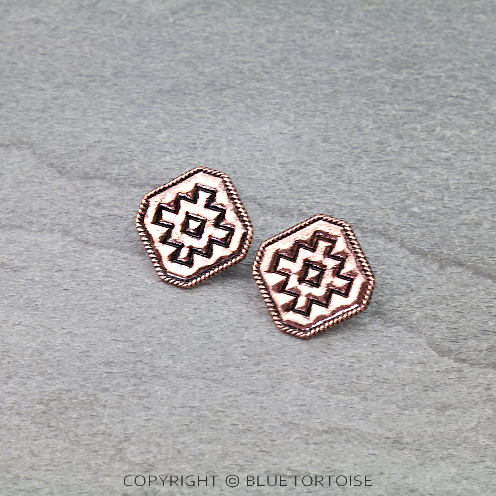 Western Aztec Engraving Stud Earrings