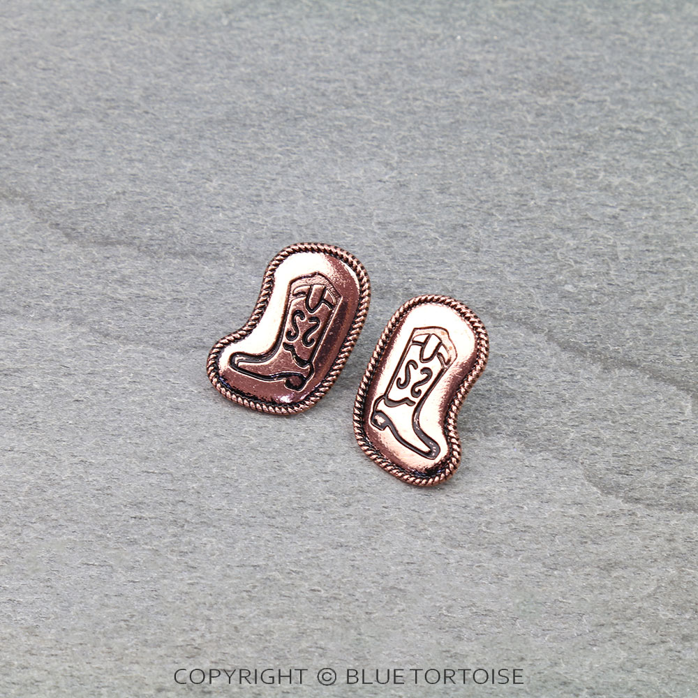 Western Cowboy Boots Engraving Stud Earrings