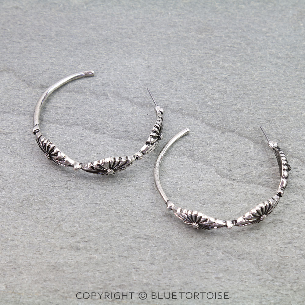 Western Concho Hoop Earrings