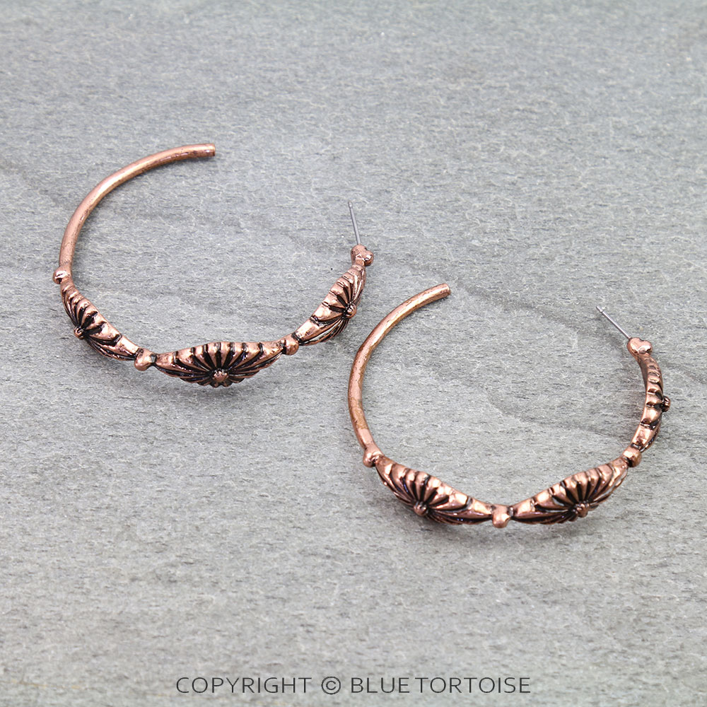 Western Concho Hoop Earrings