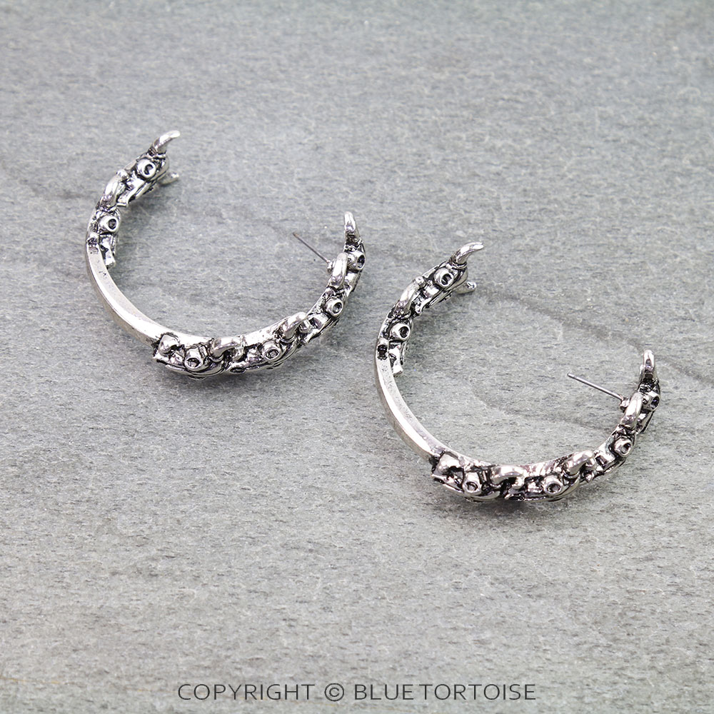 Western Steer Skull Hoop Earrings