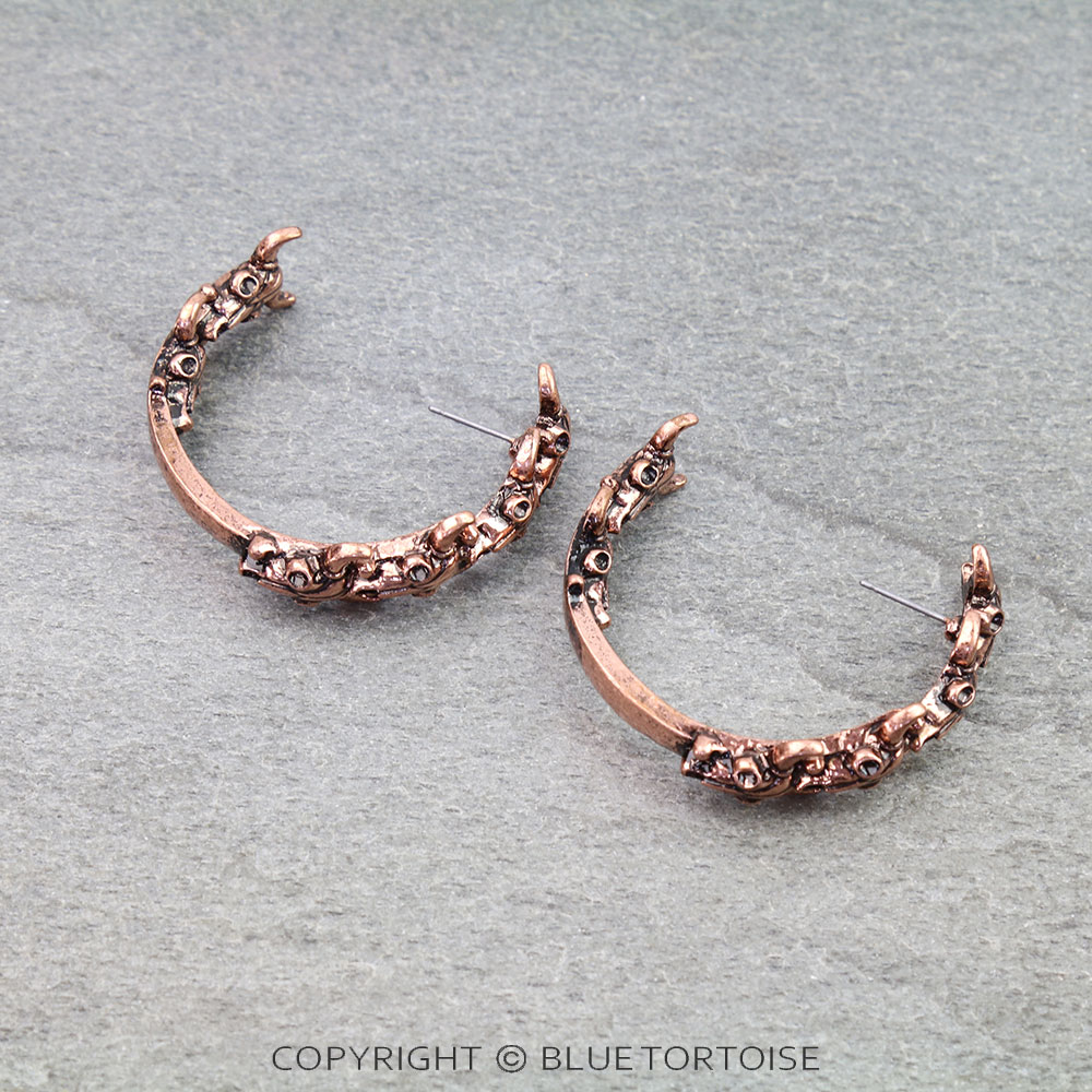 Western Steer Skull Hoop Earrings