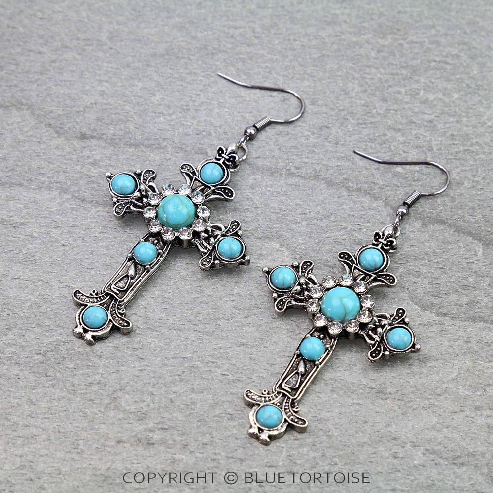 Western Cross Dangle Earrings