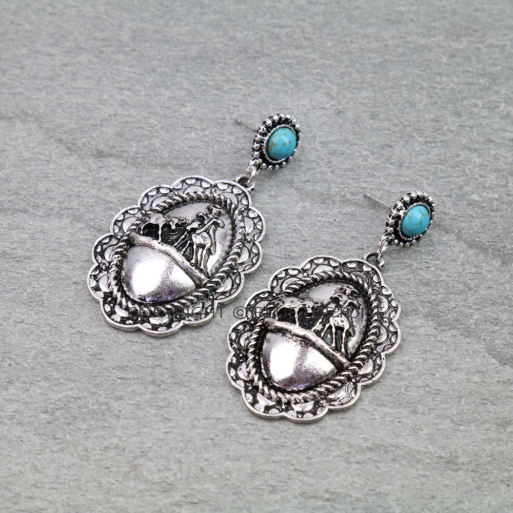 Western Cowboy and Cow Stud Earrings