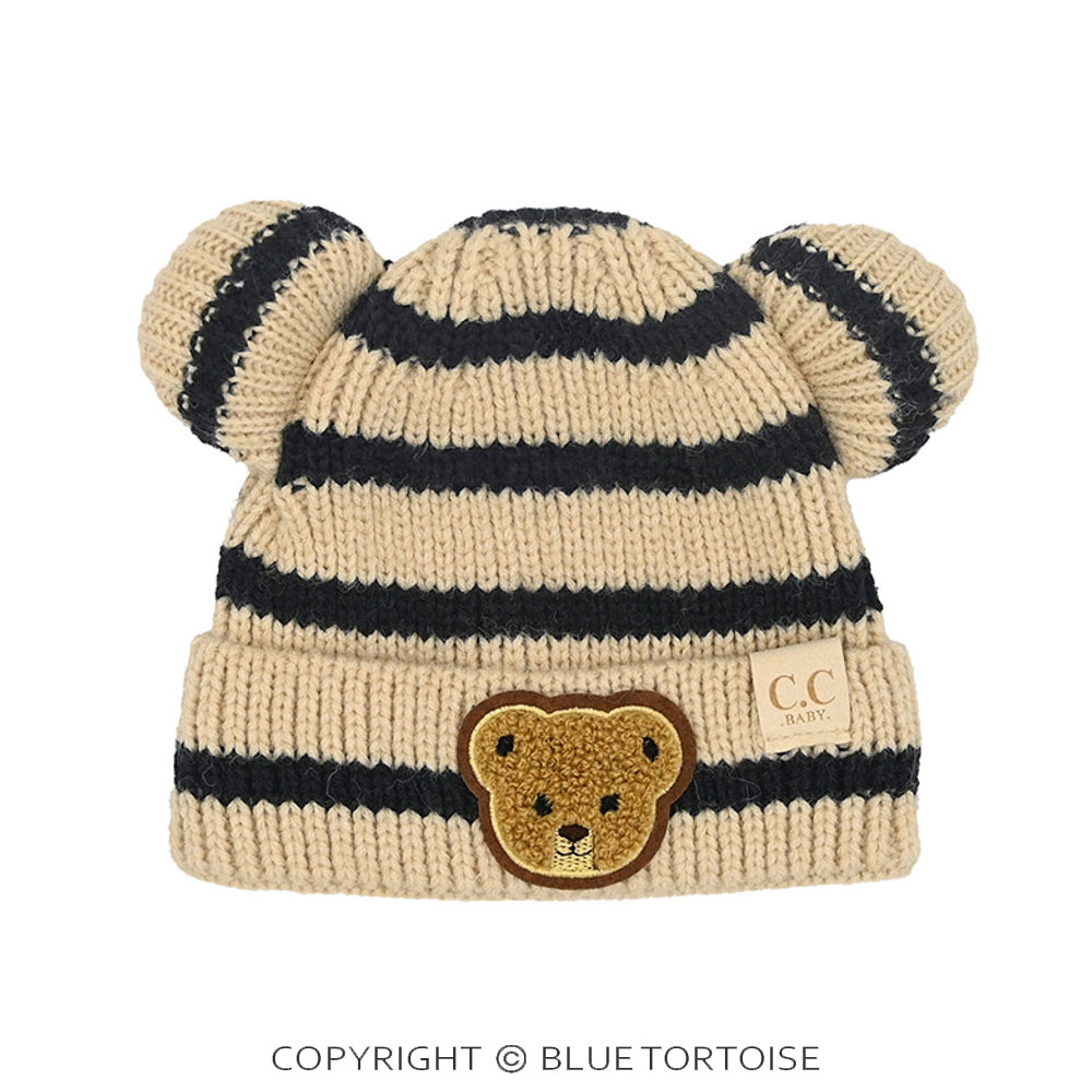 C.C Baby Stripe Teddy Bear Beanie Winter Hat