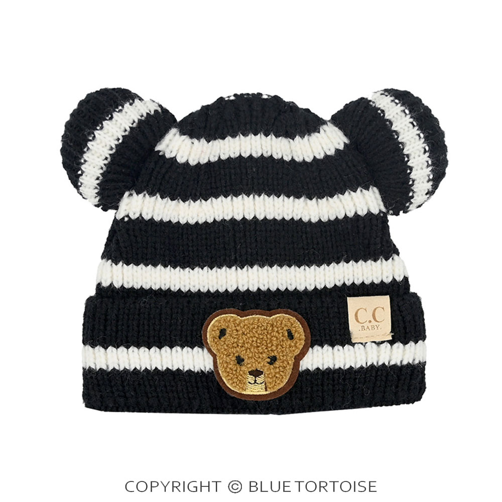 C.C Baby Stripe Teddy Bear Beanie Winter Hat