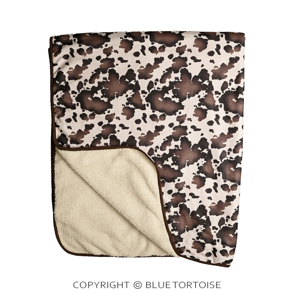 C.C Cow Print Pattern with Sherpa Throw Blanket