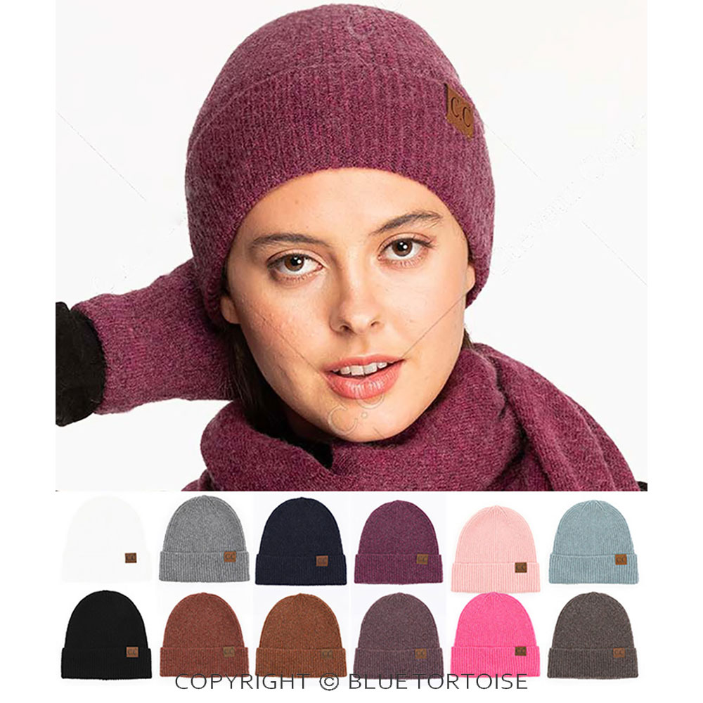 C.C Soft Recycled Fine Yarn Cuff Beanie - Image 2
