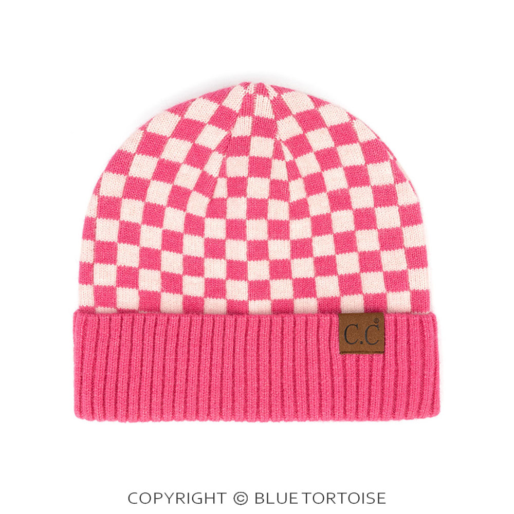 C.C Checkered Pattern Beanie Hat