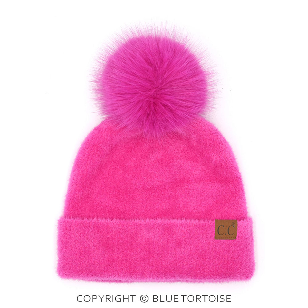 C.C Plush Terry Chenille Pom Beanie Winter Hat